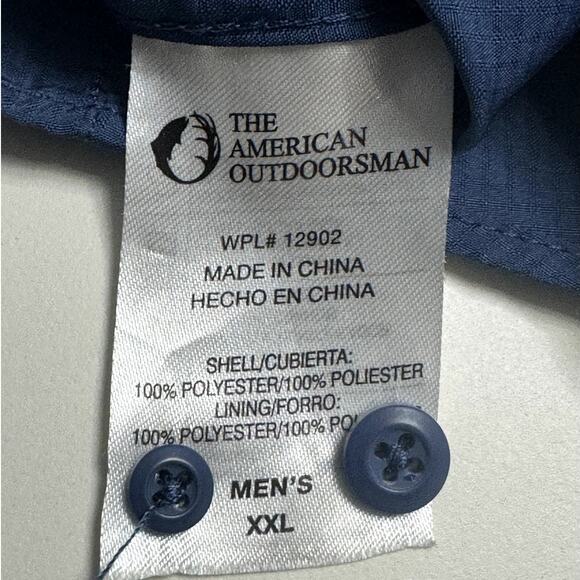 The American Outdoorsman Fishing Blue Button Up Mens Top Size XXL Short Sleeve - Picture 8 of 11